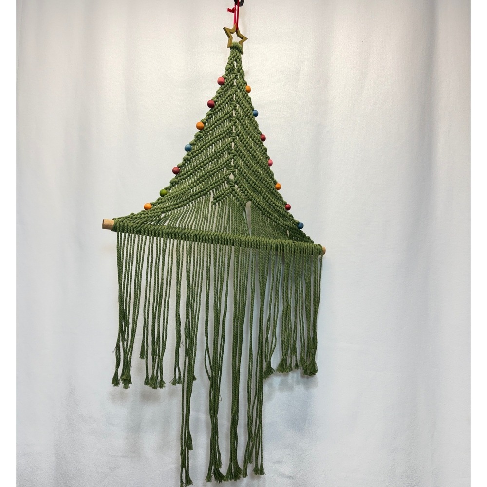 Macrame Christmas Tree Wall Hanging Green Boho Holiday Decor 36in Boho